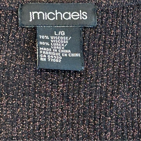 J Michaels metallic bronze brown glitter V-neck tank top knit blouse Sz L - Picture 6 of 11